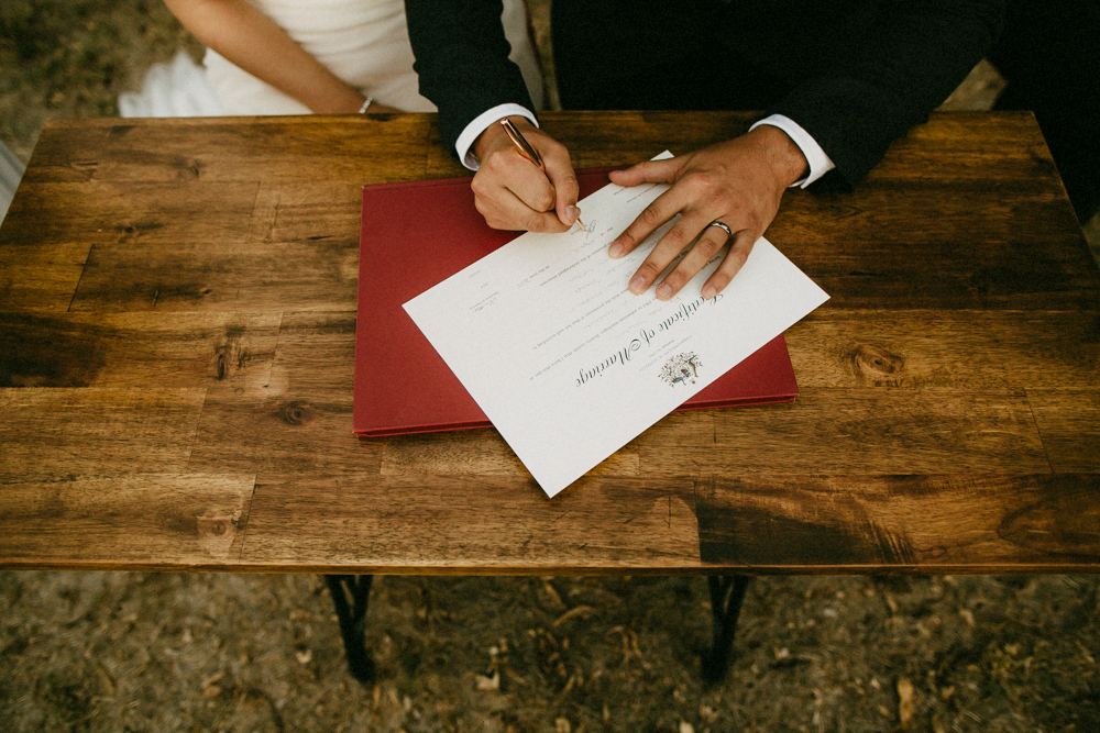 Wedding ceremony signing