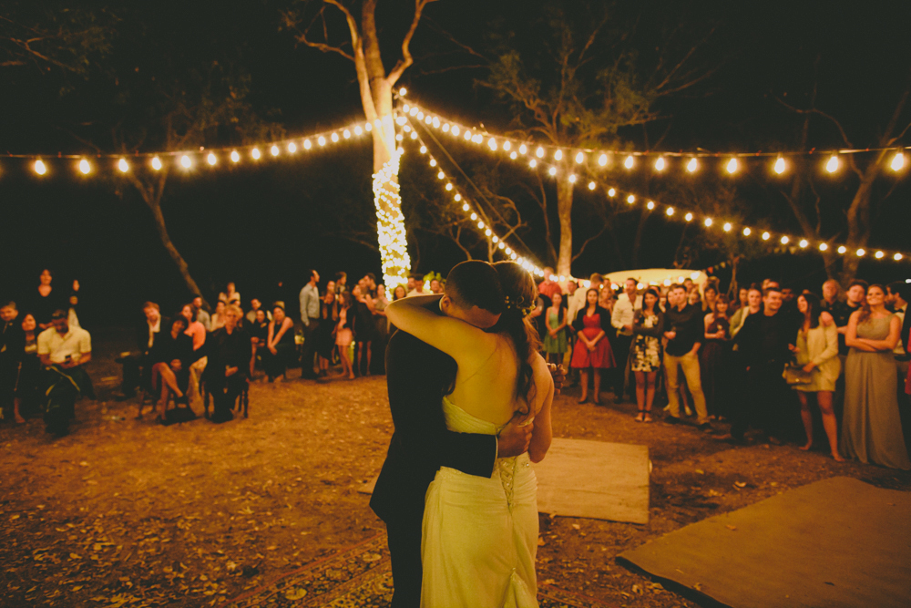 Perth outdoor bohemian wedding beautiful fairy lights first dance