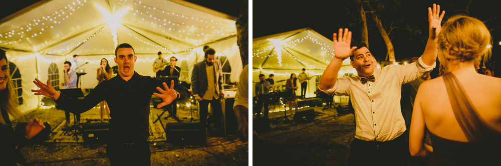 Perth outdoor bohemian wedding dancing at night