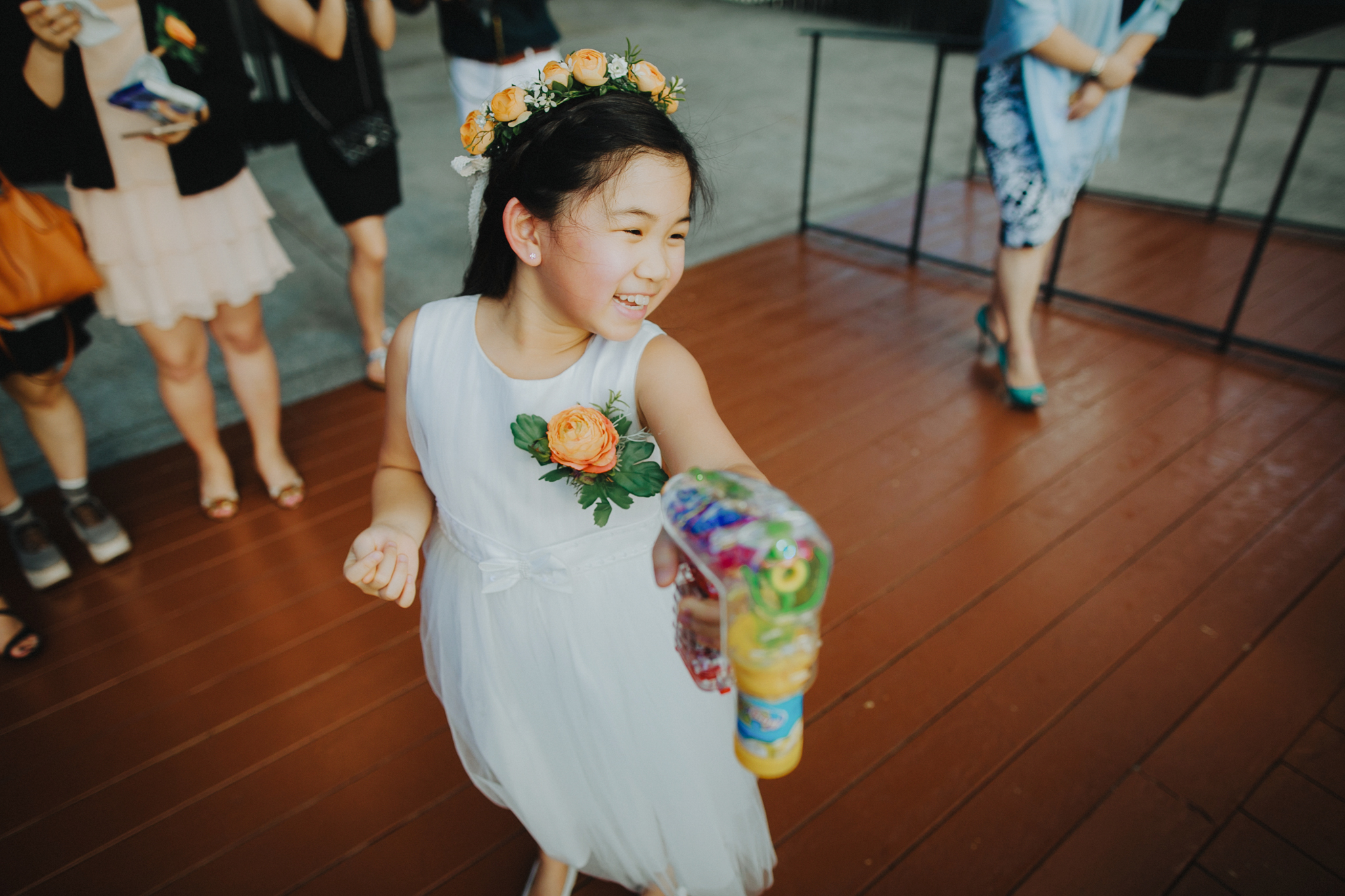 Flower girl with bubbles